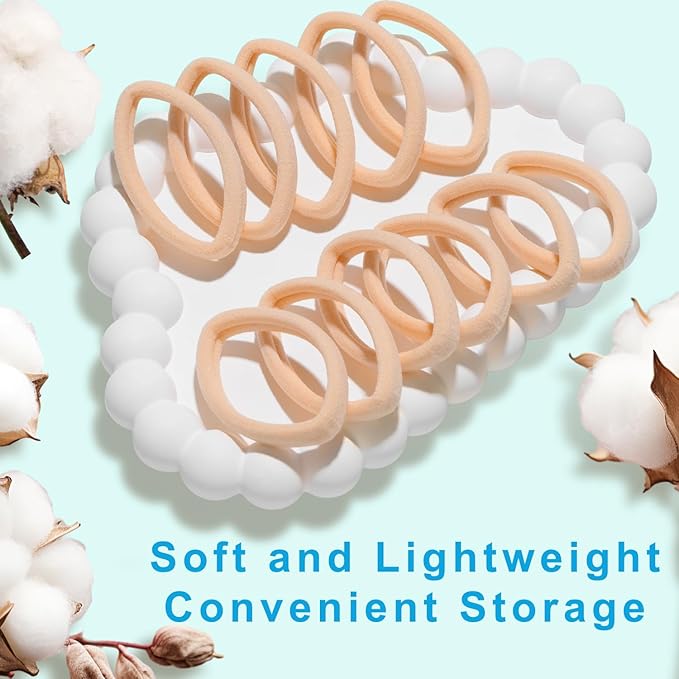 150PCS Blonde Seamless Hair Ties, IKOCO Hair Ties No Damage, Cotton Seamless Ponytail Holders