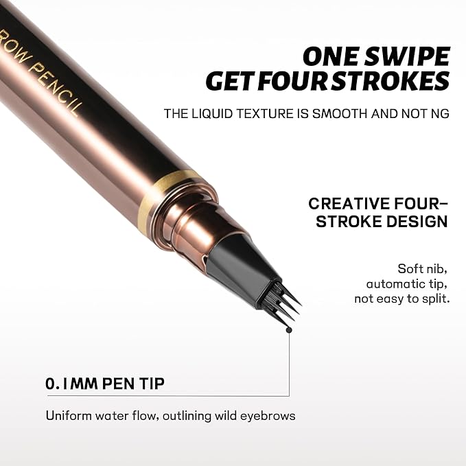 2 Pack Eyebrow Pen, Waterproof Microblading Eyebrow Pencil, 4 Tip Precise Eye Brow Makeup Pen for Women to Effortlessly Create Hair Like Natural Brows, Non Dry Out and Last All Day (Natural Brown)
