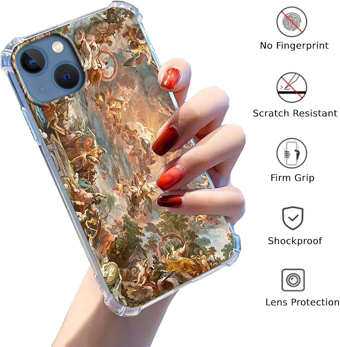 Case for iPhone 13 Mini with Renaissance Art Design,Aesthetic Classical Angel God Painting,Unique Soft TPU Protective Phone Cover(13mini,Gods)