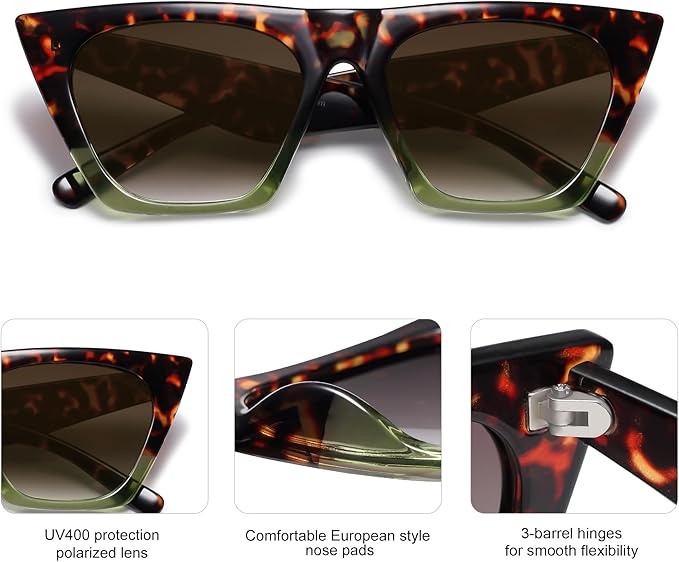 SOJOS Trendy Oversized Square Cateye Polarized Sunglasses Womens Big Frame Shades SJ2115