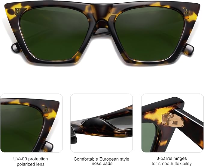 SOJOS Trendy Oversized Square Cateye Polarized Sunglasses Womens Big Frame Shades SJ2115
