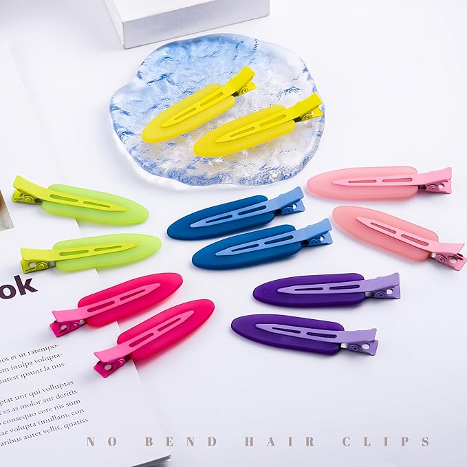 No Crease Creaseless No Bend Hair Clips For Styling Non Slip Flat Clips For Makeup Hair Accessories For Women,Multiple Colors,12 PCS