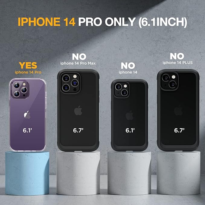 Miracase Glass Series for iPhone 14 Pro Case 6.1 Inch, Full-Body Clear Bumper Case with Built-in 9H Tempered Glass Screen Protector with Camera Lens Protectors, (Clear)