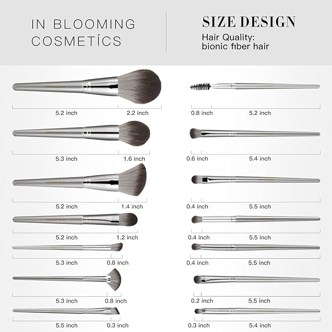 Makeup Brushes Set Makeup Foundation Brush Advanced Foundation Blush Contour Foundation Concealer Eye Shadow Brush Makeup Set (Silver)