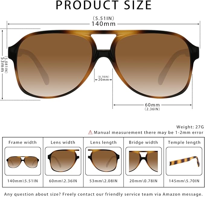 YDAOWKN Retro Aviator Sunglasses for Women Mens Large Frame Classic Vintage 70s Sun Glasses Aviators