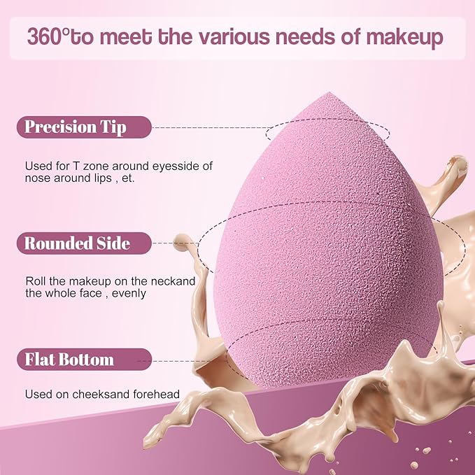 Makeup Sponge Set BS-MALL Triangle Puff 14 Pcs for Liquid, Cream, and Powder, Multi-colored Makeup Sponges and Mini Sponge (A-Purple)