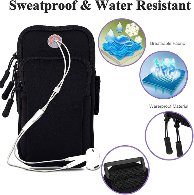 Phone Holder for Running Armband iPhone 16 16e 15 14 13 12 11 Pro Max Xs Xr X Plus SE Mini Pouch,Samsung Galaxy S25 S24 S23 S22 S21 Ultra Note 20,Black Cell Phone Arm Bands Sleeve Sports Gym