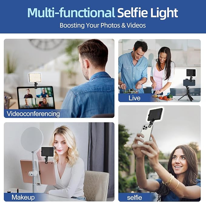 Selfie Light for iPhone,60 LED Phone Light with Clip,3 Light Modes,3000mAh Rechargeable Battery,Portable Video Fill Light for iPhone/Phone/Ipad,Laptop,Photo,Video Recording,Conference,Selfie,TikTok