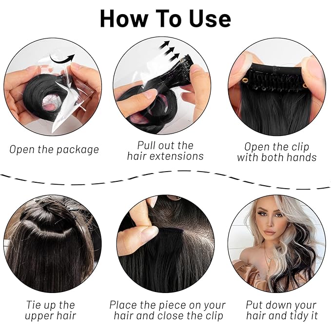 16 Pcs Colored Hair Extensions Curly Wavy Clip in Synthetic Hair Extensions,Colorful Party Highlights Hairpiece Streak for Girls Women Kids Favors Gift(Black)
