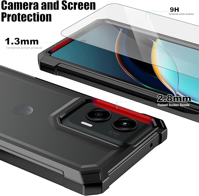 Ailiber for Motorola Moto G Stylus 5G 2024 Case, Moto G Stylus 5G 2024 Clear Case with Screen Protector, Dual Layer Shockproof Bumper, Transparent Protective Cell Phone Cover-Black