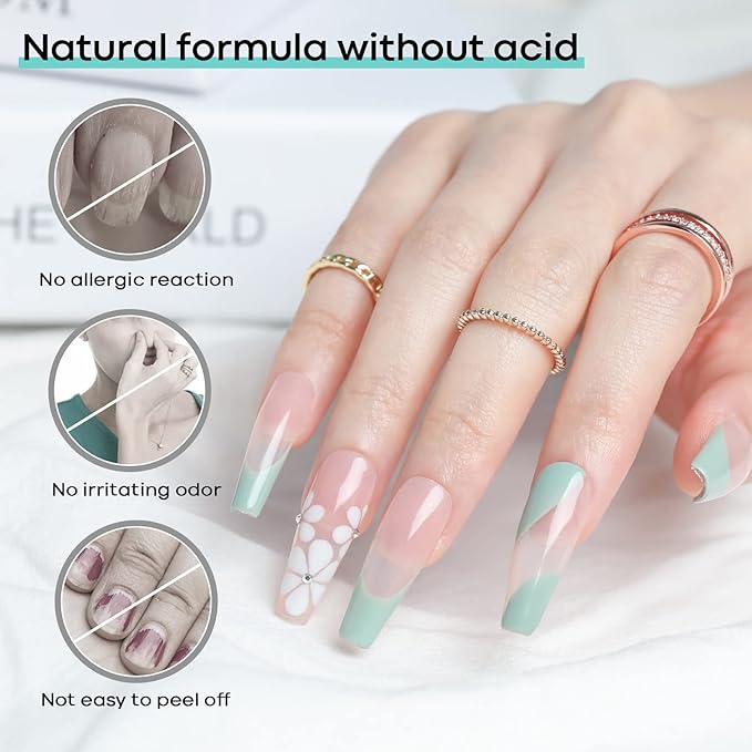 Modelones 4Pcs Nail Dehydrator and Primer, Acid Free Natural Nail Prep Dehydrate & Bond Primer, Bonding Primer for Acrylic Powder Nail Supplies