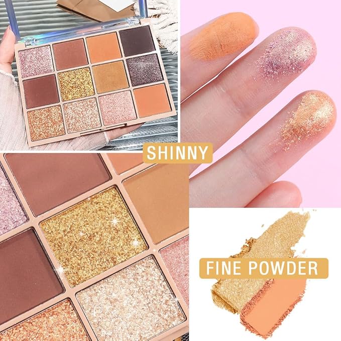 Neutral Eye Shadow Palette,Nude Pink Champagne Naked Cream Eyeshadow Palette,Make Up Pallets for Women Highly Pigmented Eyeshadow for Eyes Long Lasting Naturing-Looking,Blendable,Vegan