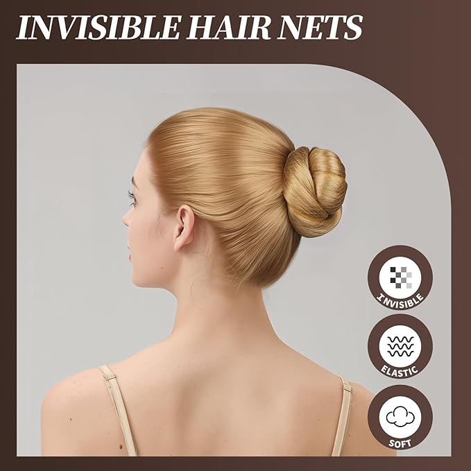 Teenitor Hair Bun Maker Kit and Hair Net, 4 Pcs Medium Hair Donuts For Buns, 10 Pcs Mesh Hair Nets Invisible, 10 Pcs U Shaped Hair Pins for Women, Ballet Bun Maker Set for Women Girls, Light Brown
