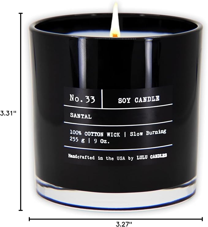 Lulu Candles | Santal | Luxury Scented Soy Jar Candle | Hand Poured in The USA | Highly Scented & Long Lasting (9 Oz.)