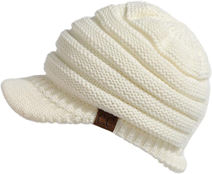 C.C Hatsandscarf Exclusives Women's Ribbed Knit Hat with Brim (YJ-131)(YJ-2023)