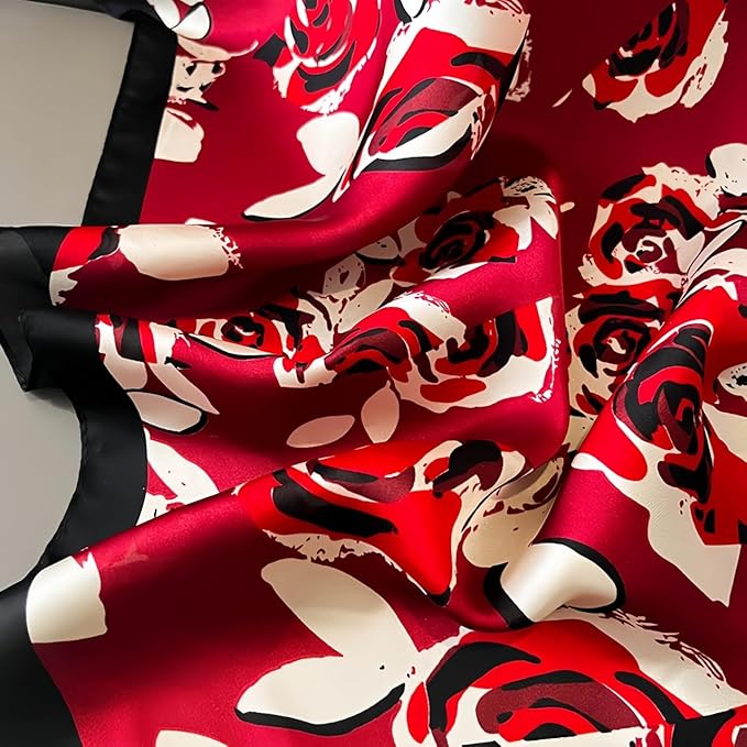 MINIDORA Satin Scarves for Women 27.5 × 27.5 inches Medium Square Elegant Silk Feeling Head Scarf