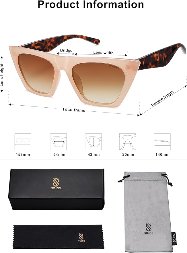 SOJOS Trendy Oversized Square Cateye Polarized Sunglasses Womens Big Frame Shades SJ2115