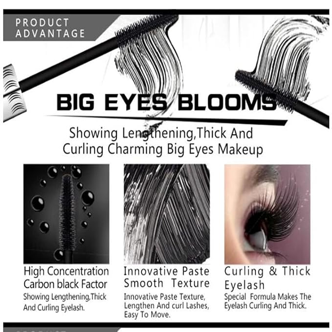2 PCS black Cat eye mascara Eyes Makeup Color Mascara Waterproof Fast Dry Eyelashes Curling Lengthening Makeup Eye Lengthening, Lifting, Curling