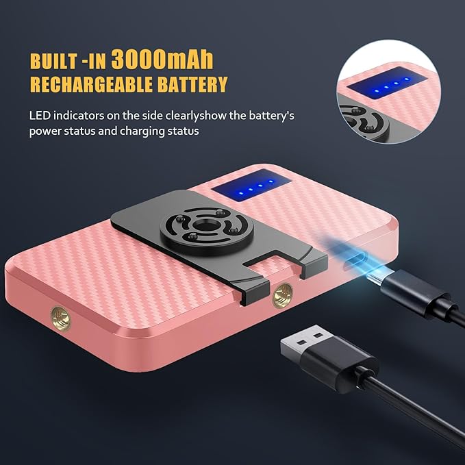 MACTREM 168 LED Selfie Light for iPhone, iPhone Light,Portable Phone Light, 3000Mah Rechargeable Video Light, Adjusted 3 Light Modes, for iPhone, Camera, Laptop, iPad, Video Conference, TikTok(Pink)