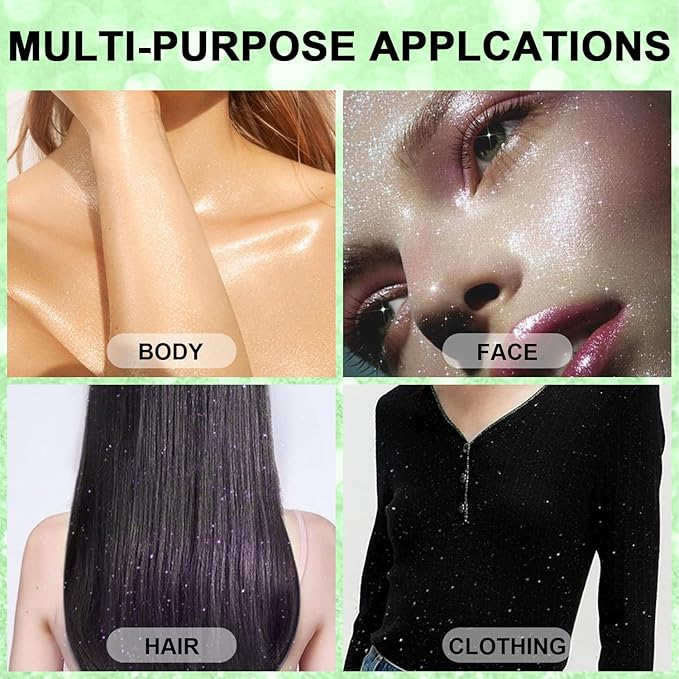 Hair and Body Glitter Spray, 1PC Green Glitter Hairspray Dry Powder Makeup for Clothes, Festival Rave Prom Loose Sparkle Powder,Holographic Ultra Fine Resin Glitters for Crafts,10g (Green)