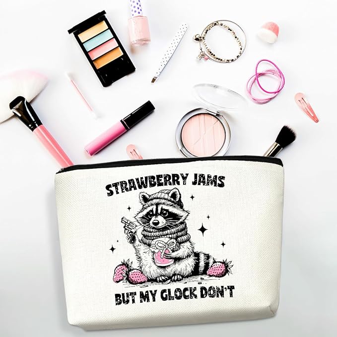 2pcs Raccoon Makeup Bag Sarcastic Humor Cosmetic Bag Funny Pun Animal Raccoon Gifts for Women Friends Sisters Bestie Coworkers Mom Christmas Birthday Gifts Travel Toiletry Bags