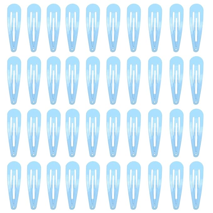 40 Counts Blue Color Metal Snap Hair Clips 2 Inch Barrettes for Women Accessories