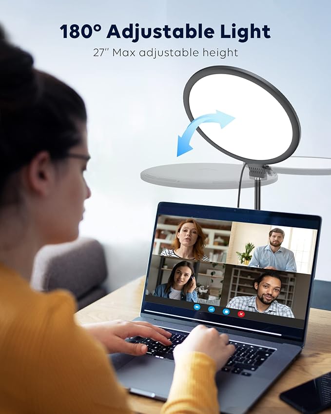 10.5" Ring Light with Stand, Full-Screen Selfie Ring Light for Desk with Phone Holder, Adjustable Laptop Light for Video Recording, Zoom Lighting for Computer, Meeting, Live Streaming, Podcast