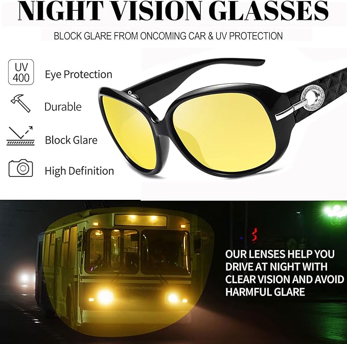 Joopin Big Womens Sunglasses Polarized Trendy Sun Glasses Large Rectangle UV Protection Rhinestone Sunnies