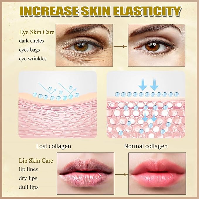 30 Pairs 24K Gold Eye Masks & Lip Masks, Crystal Collagen Gel Under Eye Patches for Puffy Eye, Moisturizing Cooling Skin Care Lip Eyes Patches for Puffiness and Dark Circles