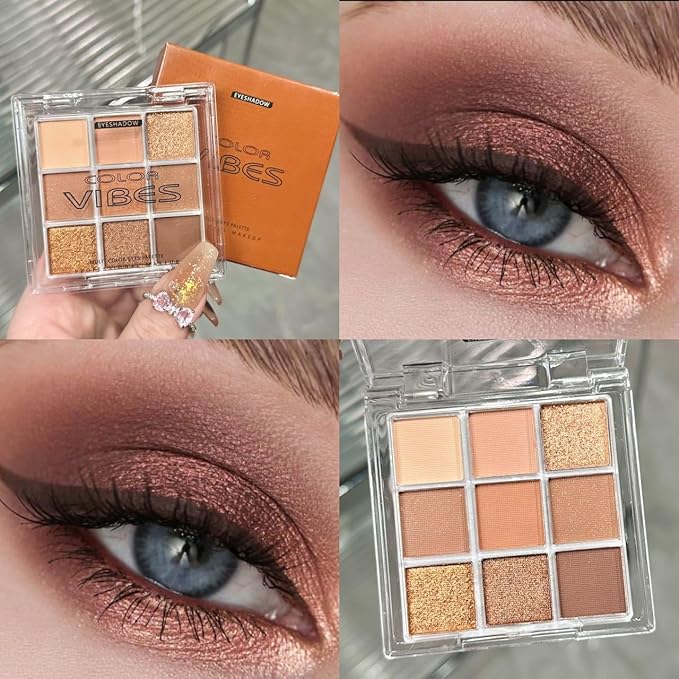 9 Color Brown Eyeshadow Palette - Rose Gold Dark Brown Bronze Naked Matte & Glitter Shades, Long-Lasting, Waterproof & Blendable, Natural Nude Eye Shadow Set sombras para ojos (Chocolate)