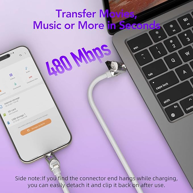 4-in-1 Universal Multi USB Charging Cable – 240W Max Fast Charger Cord with Multiple Connectors for iPhone 16/15/14/13, iPad, Samsung, MacBook, Tablets & More (White, 6.6Ft)