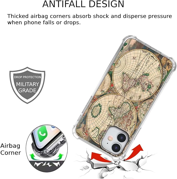 Case for iPhone 11 with Retro Art Design,Aesthetic Vintage World Map Pattern,Trendy Soft TPU Bumper Phone Cover(11,Map)