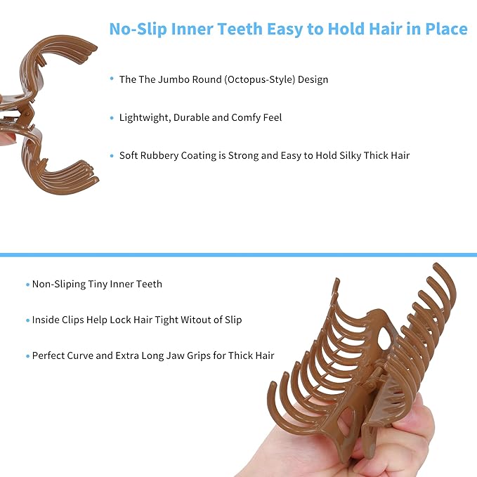 79Style 6pcs Hair Clips For Women Claws Clips For Thick Hair Banana Clips For Hair PLastic Hair Clip For Girls Hair Claw Clips Women (Chocolate)