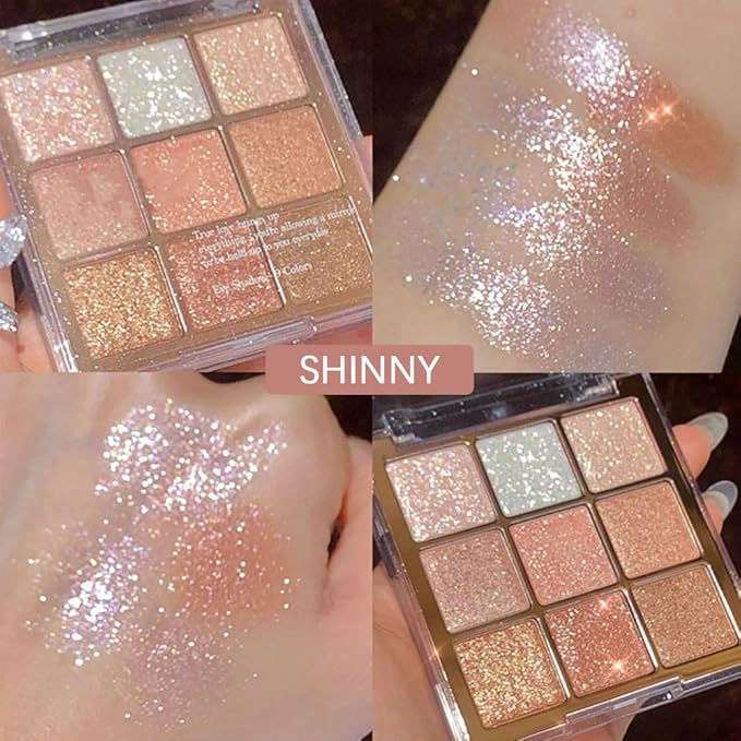 9 Colors Nude Champagne Gold Matte Shimmer Eyeshadow Palette for Eye Makeup,High Pigmented Brown Eye Shadow Primers Powder Palet de sombras de ojos-13#