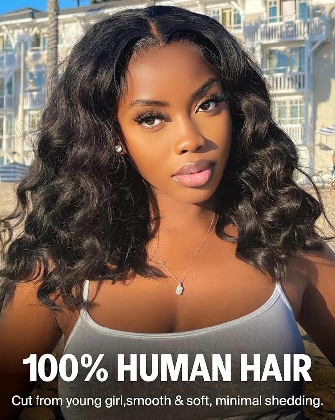 6x6 Bob Wig Human Hair Wear and Go Glueless Wigs 12A Loose Curly Bob Wig Pre Cut Lace Closure Wig Pre Bleached Tiny Knots Short Bob Wigs 14 Inch
