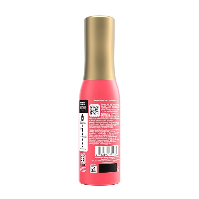 OGX Repair & Protect Bond Protein Repair 450°F Heat Protect Spray, Thermal Protection Spray for Targeted Damage Repair & Protection from Heat Damage, 6.5 fl. oz