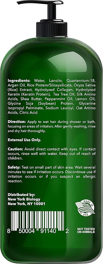New York Biology Tea Tree Conditioner – Deep Cleanser – Relief for Dandruff and Dry Itchy Scalp – Therapeutic Grade - Helps Promote Hair Growth – 16.9 fl Oz