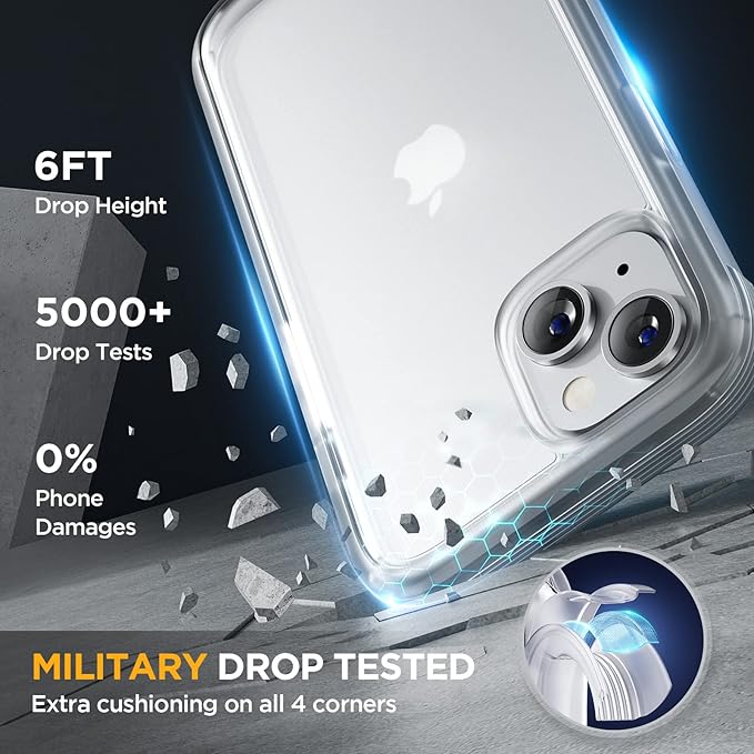 Miracase Compatible with iPhone 13 case 6.1 inch, 2023 New Full-Body Glass Clear Case Bumper Case with Built-in 9H Tempered Glass Screen Protector for iPhone 13, Matte Clear