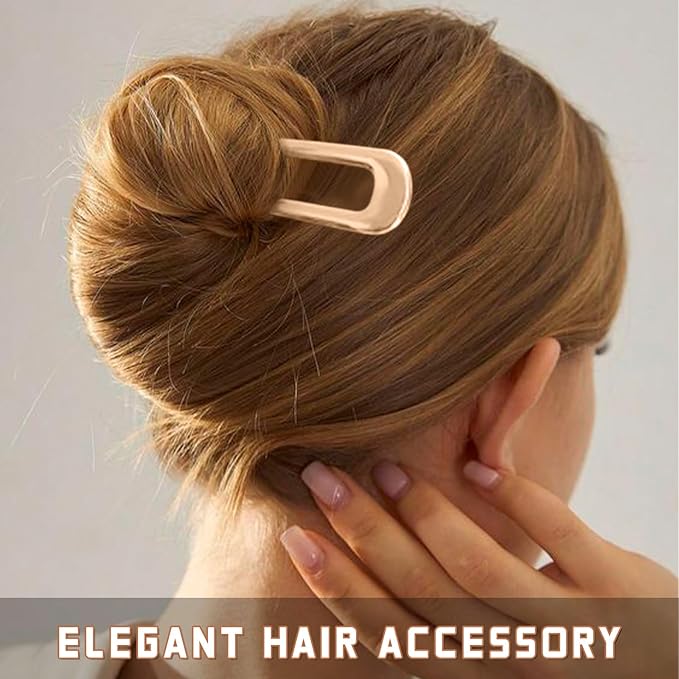 2Pcs French Hair Pins for Thick Hair, Metal French Twis Hair Pins for Women Girls, U-Shaped French Pin for Buns, 5.5 Inches Large French Pins Hairstyle Accessories (Silver, Gold)