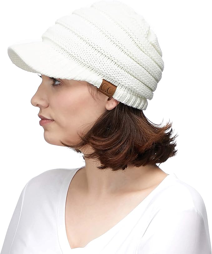 C.C Hatsandscarf Exclusives Women's Ribbed Knit Hat with Brim (YJ-131)(YJ-2023)