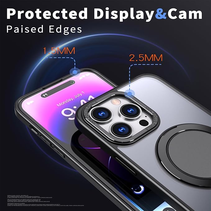 Magnetic Ring Case for iPhone 14 Pro Max,Compatible with MagSafe with 360° Ring Stand Shockproof Protection Cover Case for iPhone 14 Pro Max Black