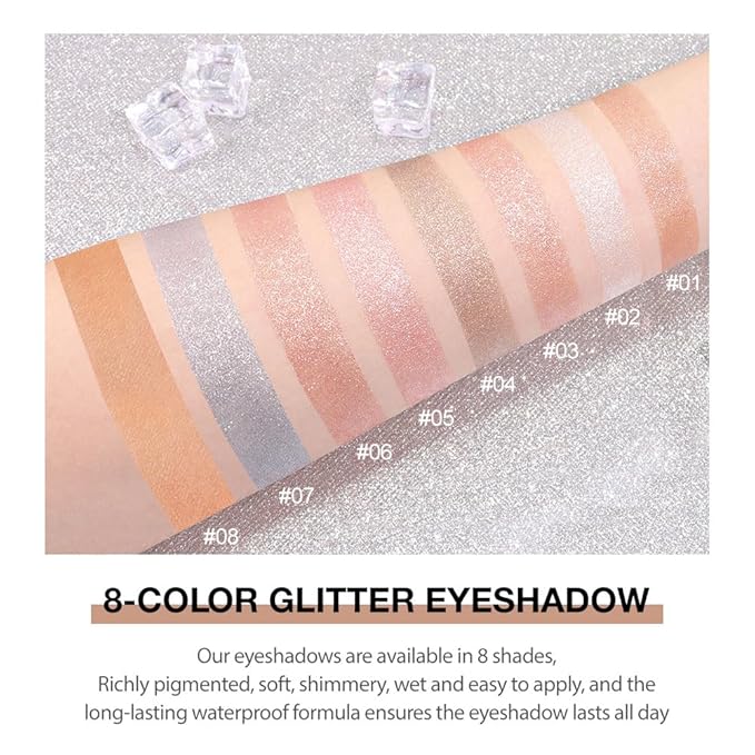 Monochrome Pressed Eyeshadow, Waterproof Neutral Powde Mini Eyeshadow, sombras para ojos, Talc, Paraben & Cruelty Free (H07#Shimmer Blue)