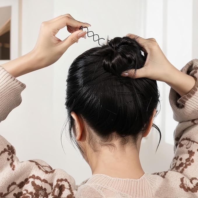 20PCS Spiral Hair Pins, Spin Pins Spiral Bobby Pins for Girls, Women and Kids, Non-Scratch Round Clip & Bun Twist, Stylish Bun Bobby Pins, Premium Spin Pins for Hair, Black