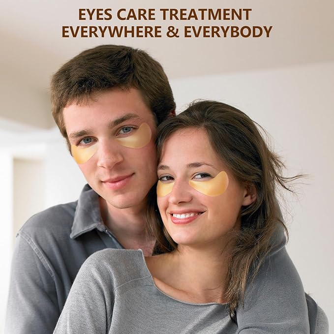 24K Gold Eye Mask 60Pcs, 5 Portable Golden Collagen Under Eye Patches, 30 Pairs Women Men Hydrating Undereye Gel Pads for Dark Circles Puffy Eyes Puffiness Wrinkle Eye Bag Treatment