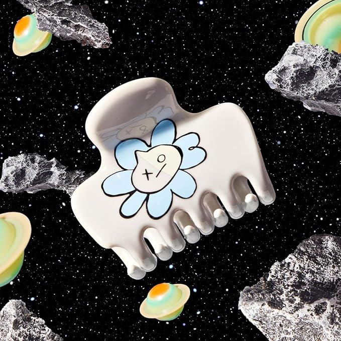 Kitsch Women's BT21 Recycled Plastic Puffy Medium Hair Clips, Medium Claw Clips for Thin Hair, Claw Hair Clips for Short Hair for Women