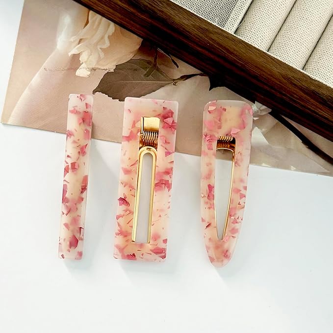 12 Pieces Acrylic Resin Marble Hair Clips Set, Decorative Pearls Hair Barrettes Sweet Decorative Bobby Pins Hairpin Headwear Hair Accessories Headwear for Women and GirlsâŚ