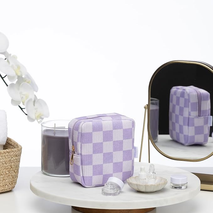 Mini Makeup Bag with Mini Cosmetic Containers, Small Makeup Bag, Small Cosmetic Bag (Purple)