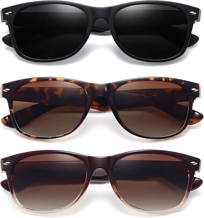 MEETSUN Classic Polarized Sunglasses for Women Men Trendy Retro Sun Glasses for Driving UV Protection (3 Pack)