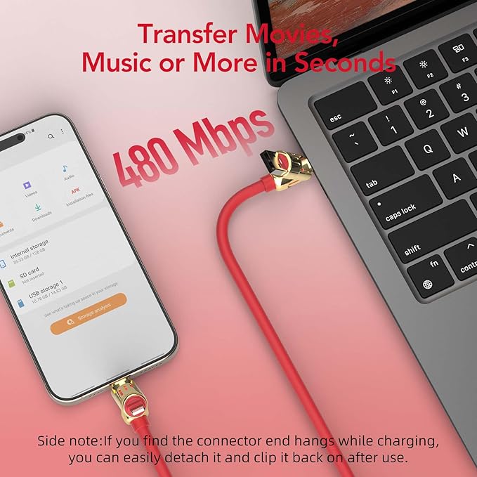 4-in-1 Universal Multi USB Charging Cable – 240W Max Fast Charger Cord with Multiple Connectors for iPhone 16/15/14/13, iPad, Samsung, MacBook, Tablets & More (Red, 6.6Ft)