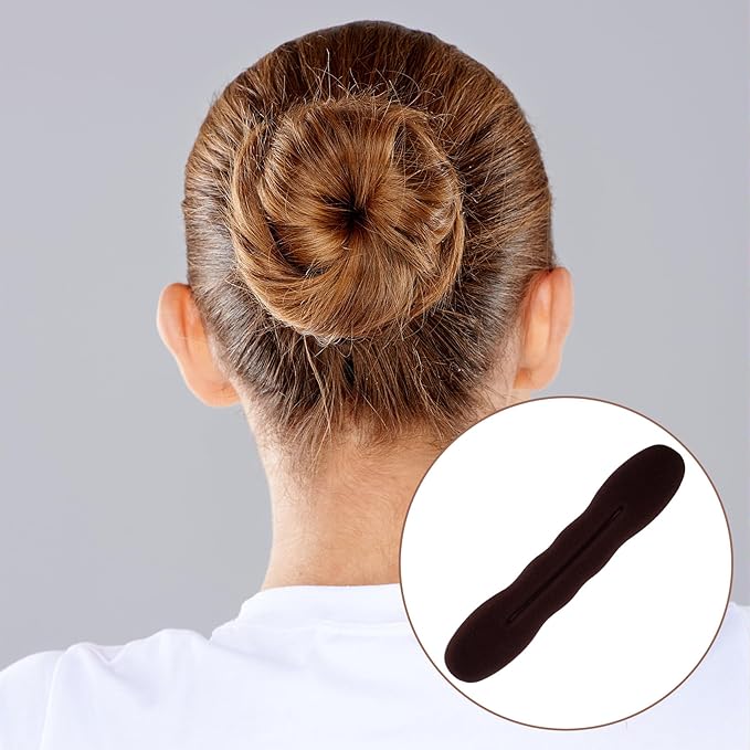 2pcs Hair Bun Maker for Women, Non-Slip Hair Bun Shaper Curler, Lazy Sponge Bun Updo Hair Styling Accessories for Long Thin Curly Straight Wavy Hair- Brown
